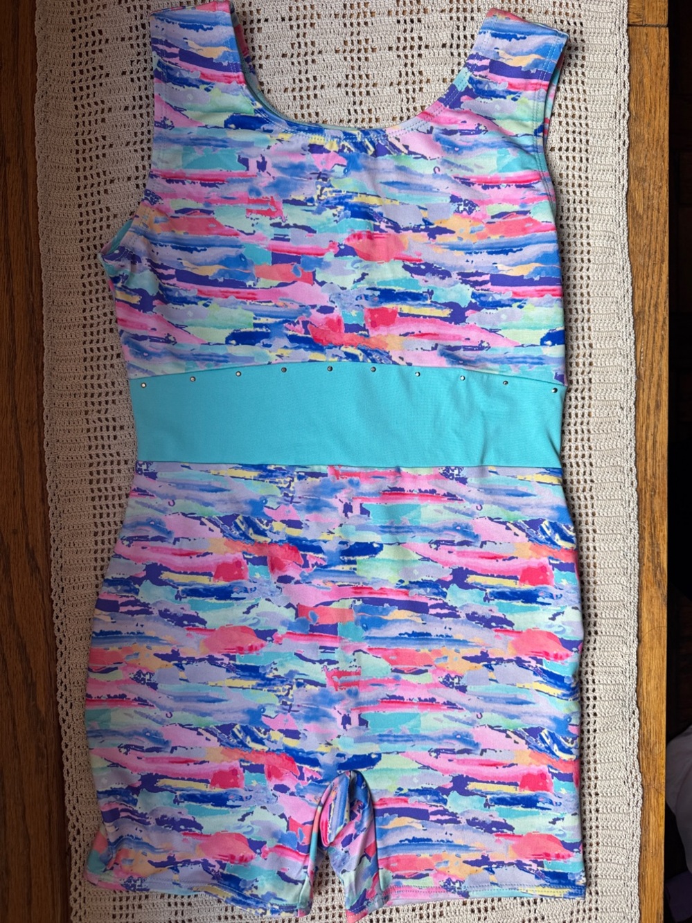 Girls Light Blue Multicolor Leotard